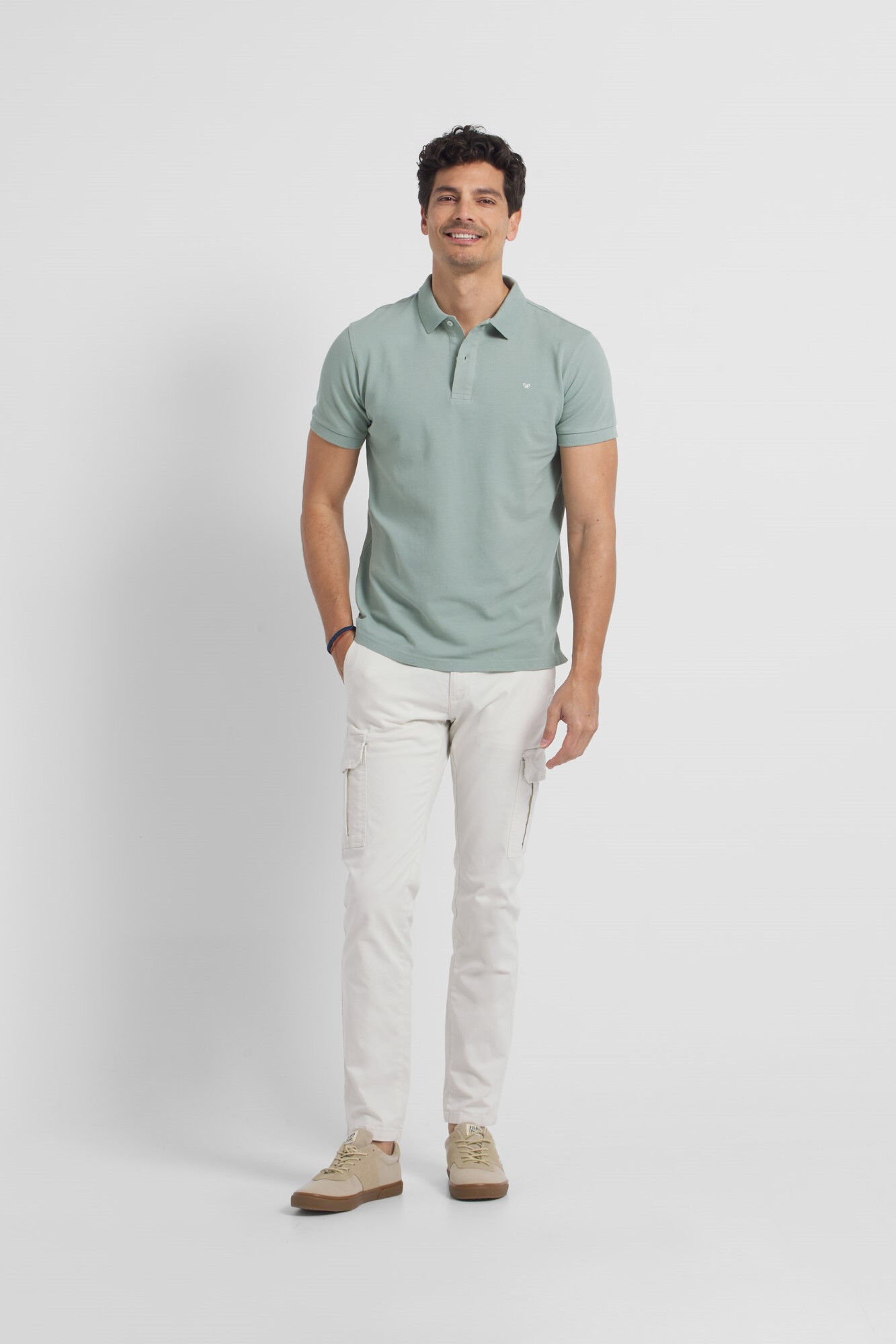 Camisa polo clássica com mini raquete verde - Verde escuro