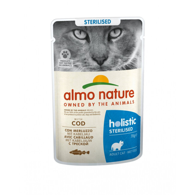 Pâtée Almo Nature Holistic Sterilised pour chat stérilisé - Lot de 5 Pochons 70 g
