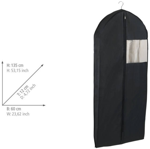 WENKO Kleidersack »Modell Deep Black« Kleiderschutzhülle mit Reissverschluss & Sichtfenster, ideal auf Reisen