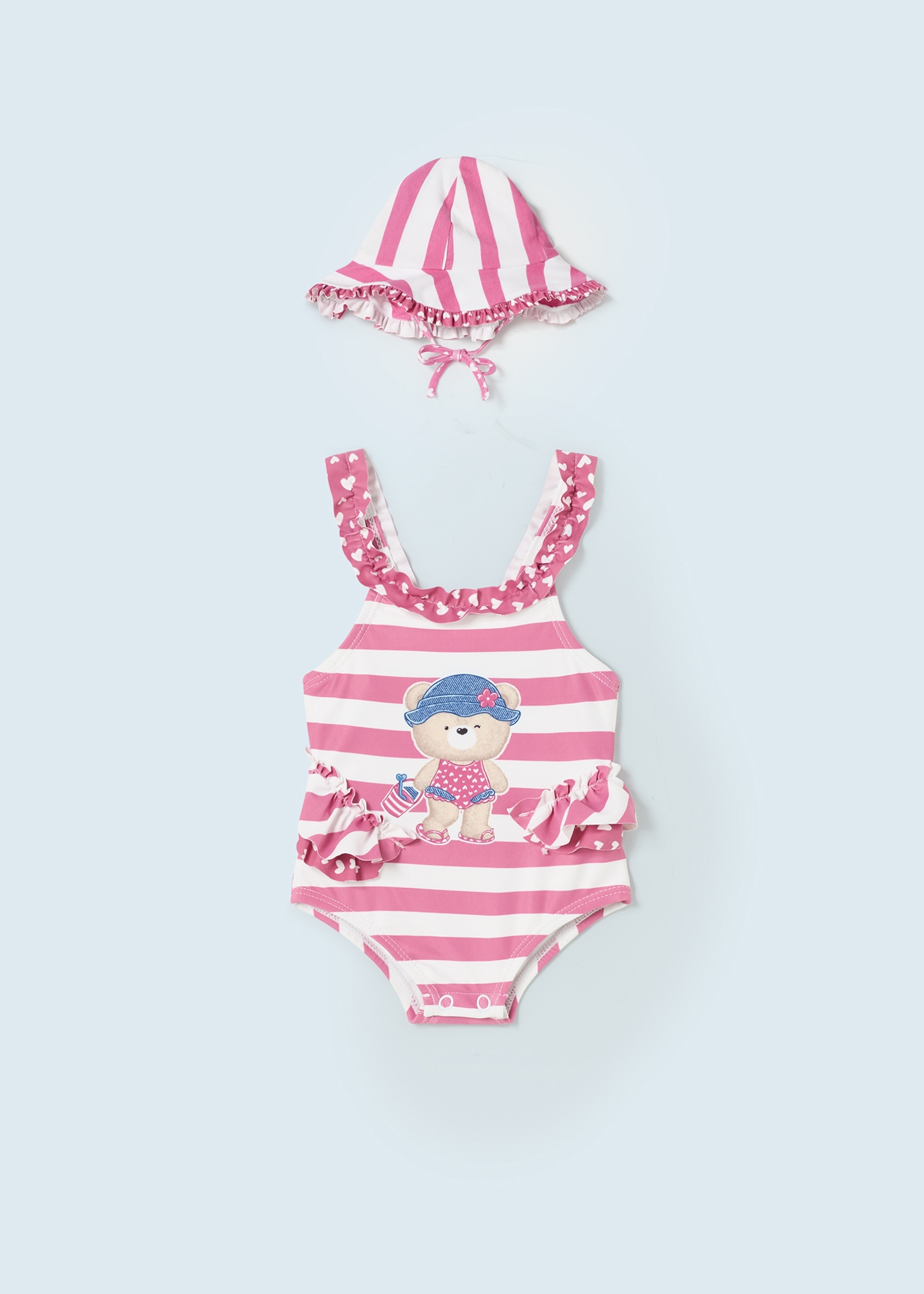 Maiô estampado com touca para recém-nascido