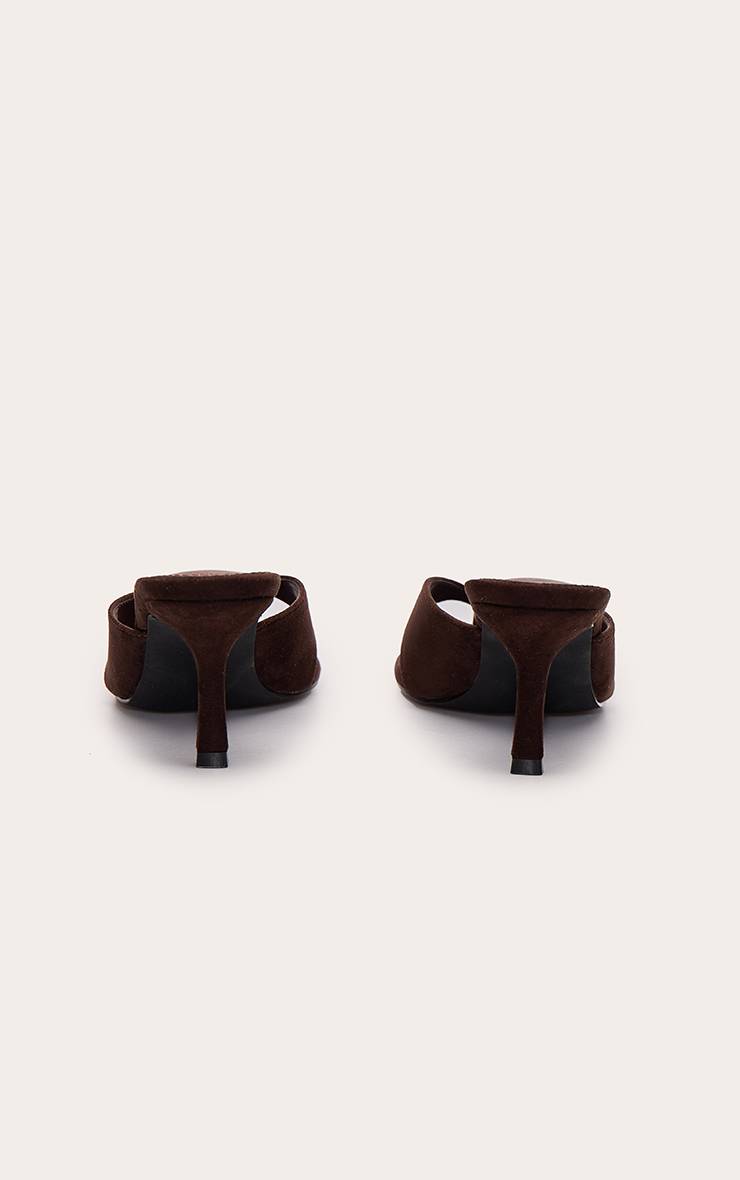 Chocolat Mules À Talons En Synthétique Avec Bride Entre-orteils