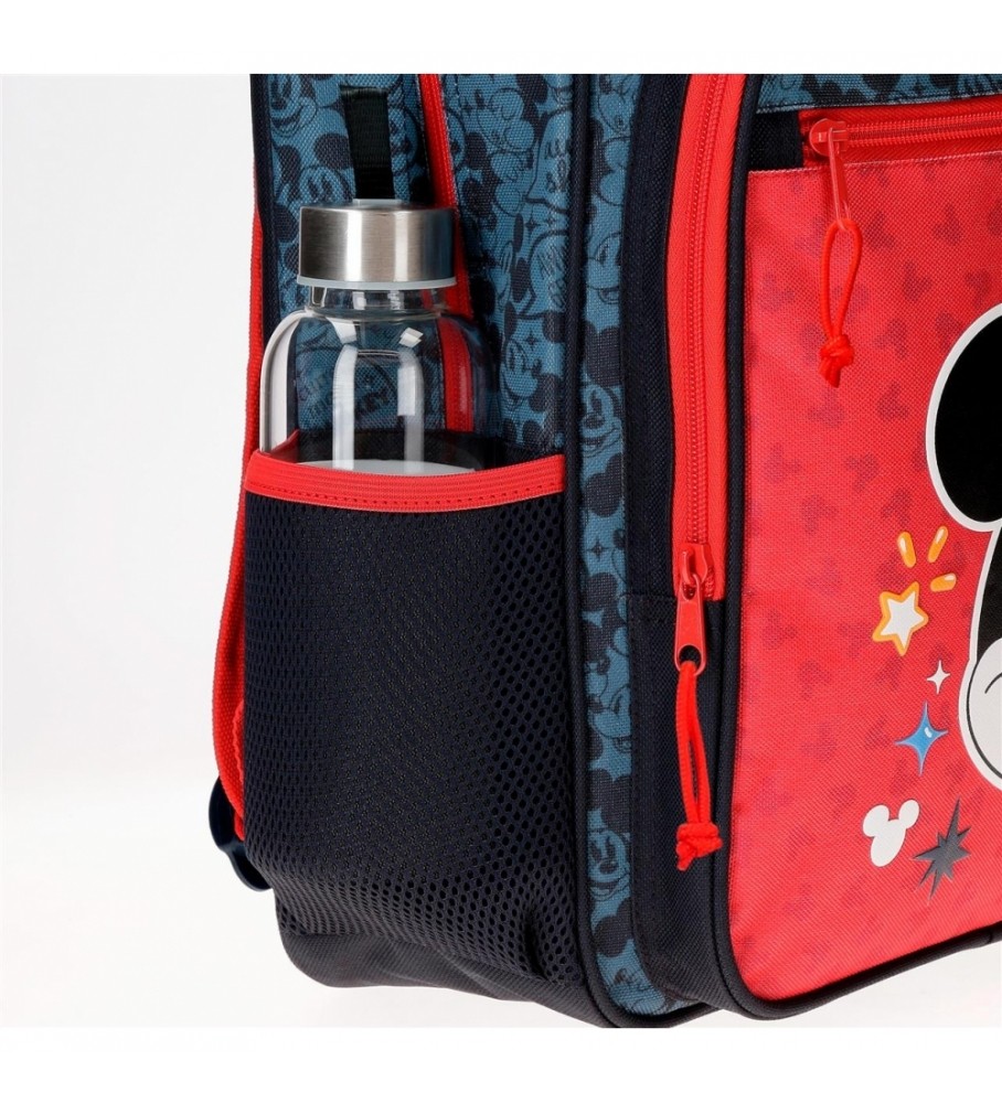 Mochila Joumma Bags Mickey Get Moving 32cm Adaptável vermelha, azul -25x32x12cm-