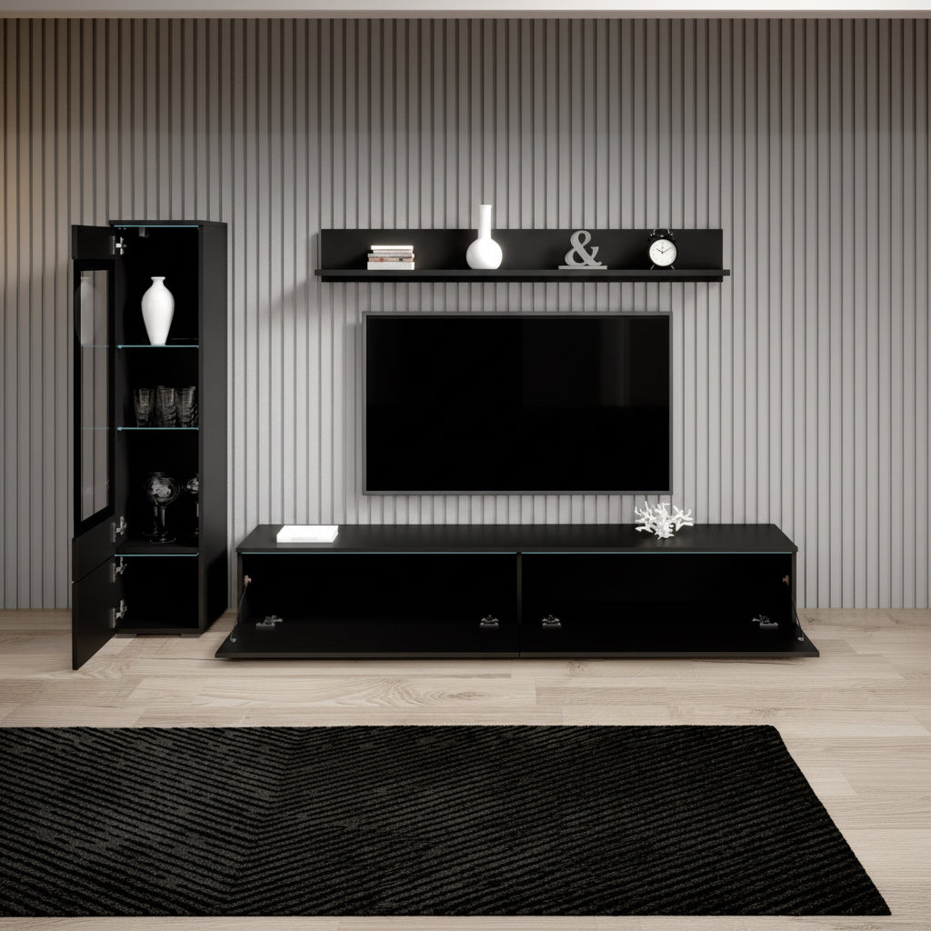 Verity - Wandmeubel - Zwart - 180x33x32 cm