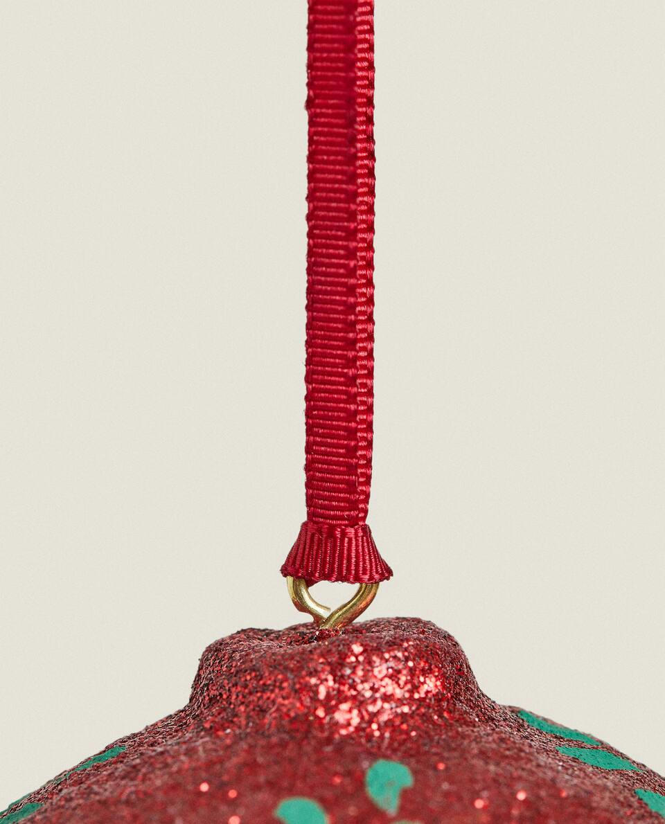 DECORAÇÃO DE NATAL COM BOLA DE FLORES COM GLITTER
