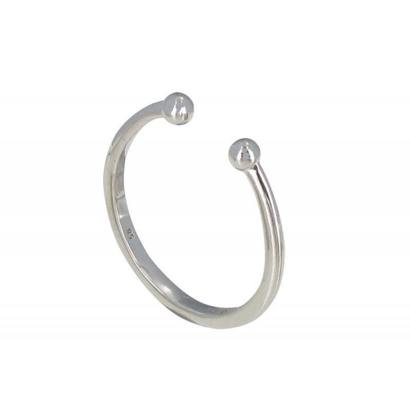 Bague Argent Rhodié Deux Perles