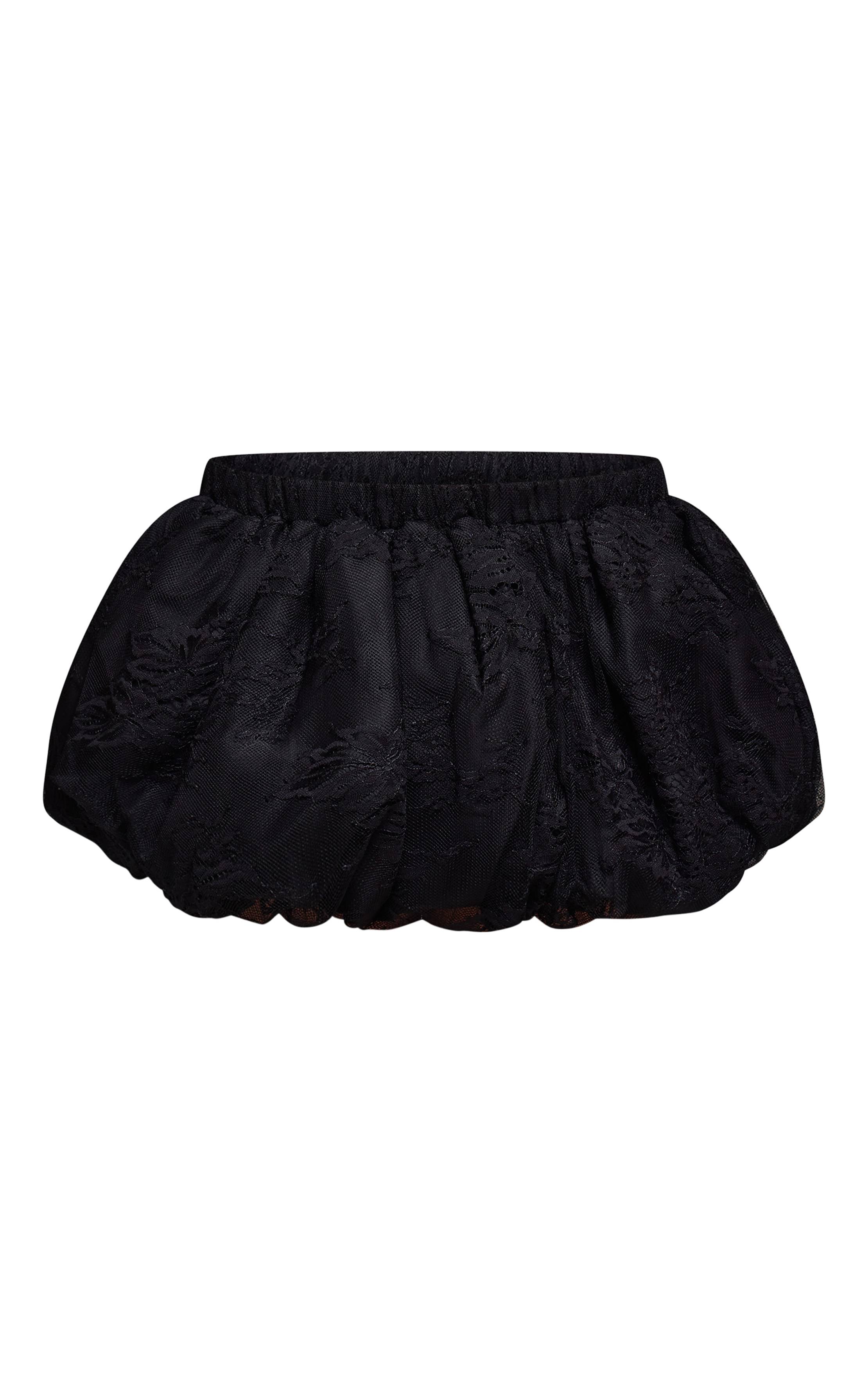 Noir Mini-jupe En Dentelle À Ourlet Bouffant