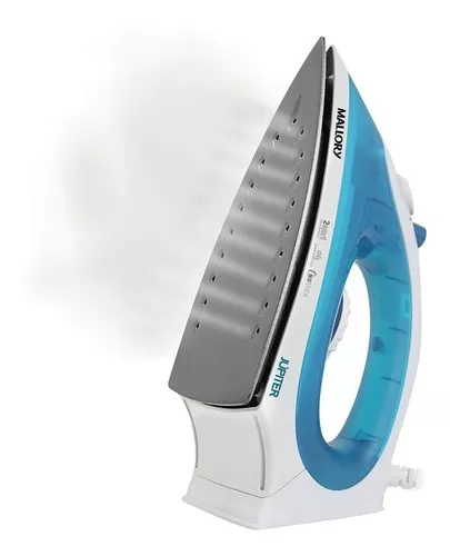 Ferro de passar a vapor Mallory J&uacute;piter cor branco e azul com base antiaderente 110V