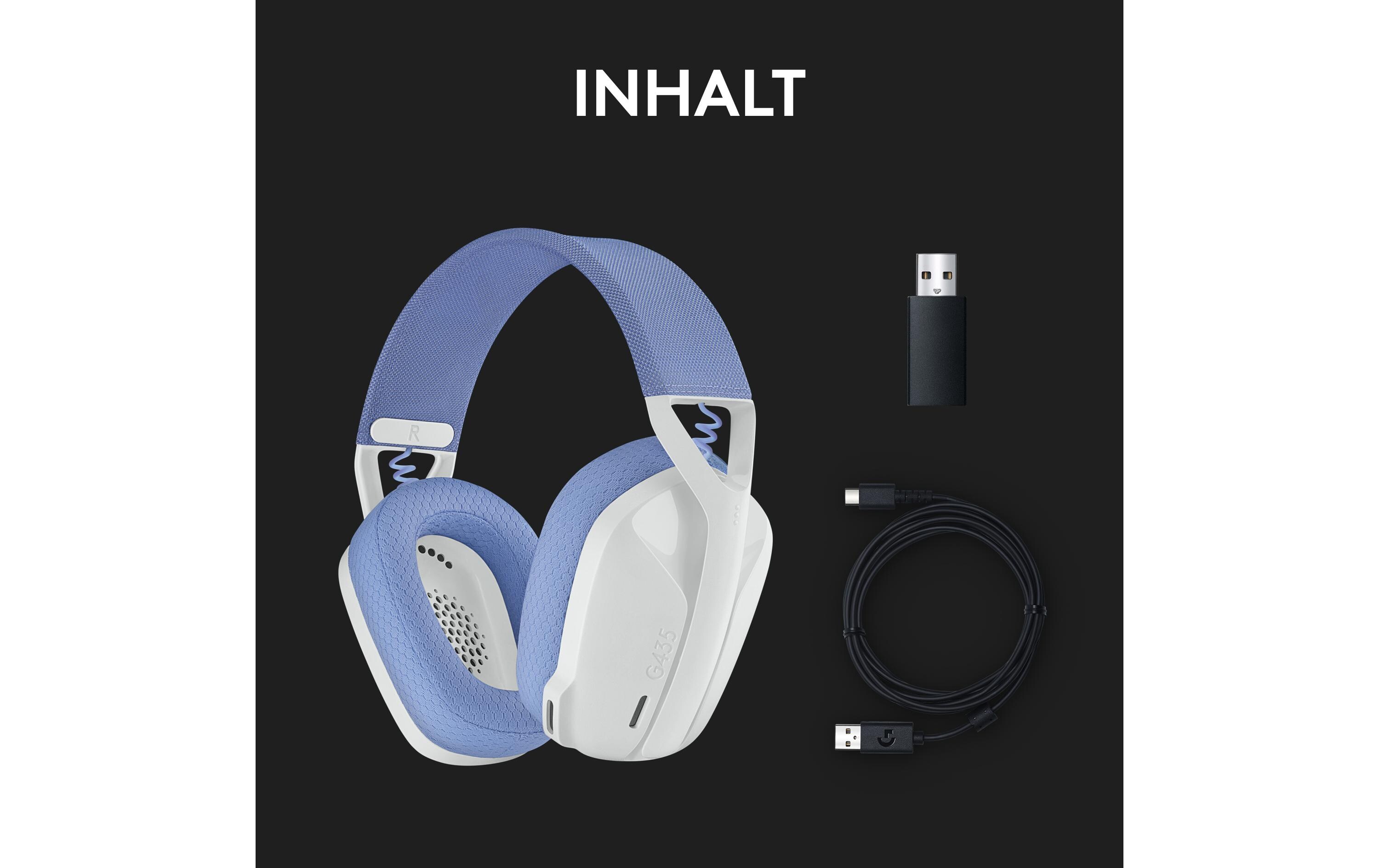 Headset G435 Gaming Lightspeed WeissKabelloses Gaming-Headset mit integrierten Beamforming-Mikrofonen und bis zu 18 Stunden Akkulaufzeit