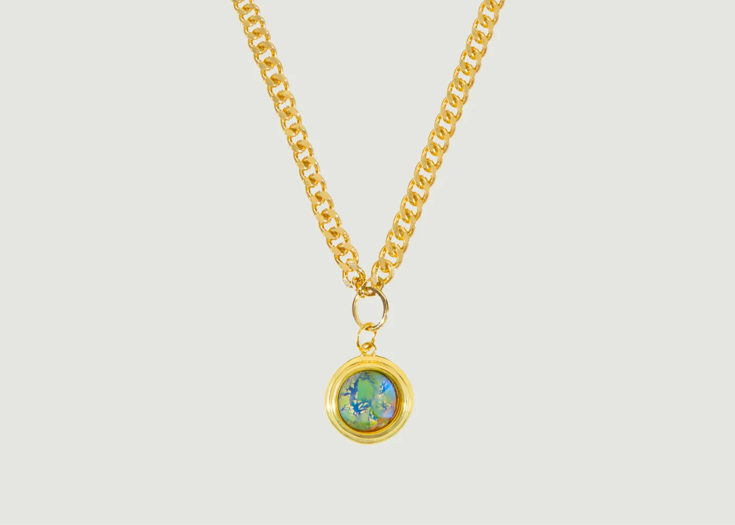 Collier en cristal marbré vert Wilhelmina Garcia