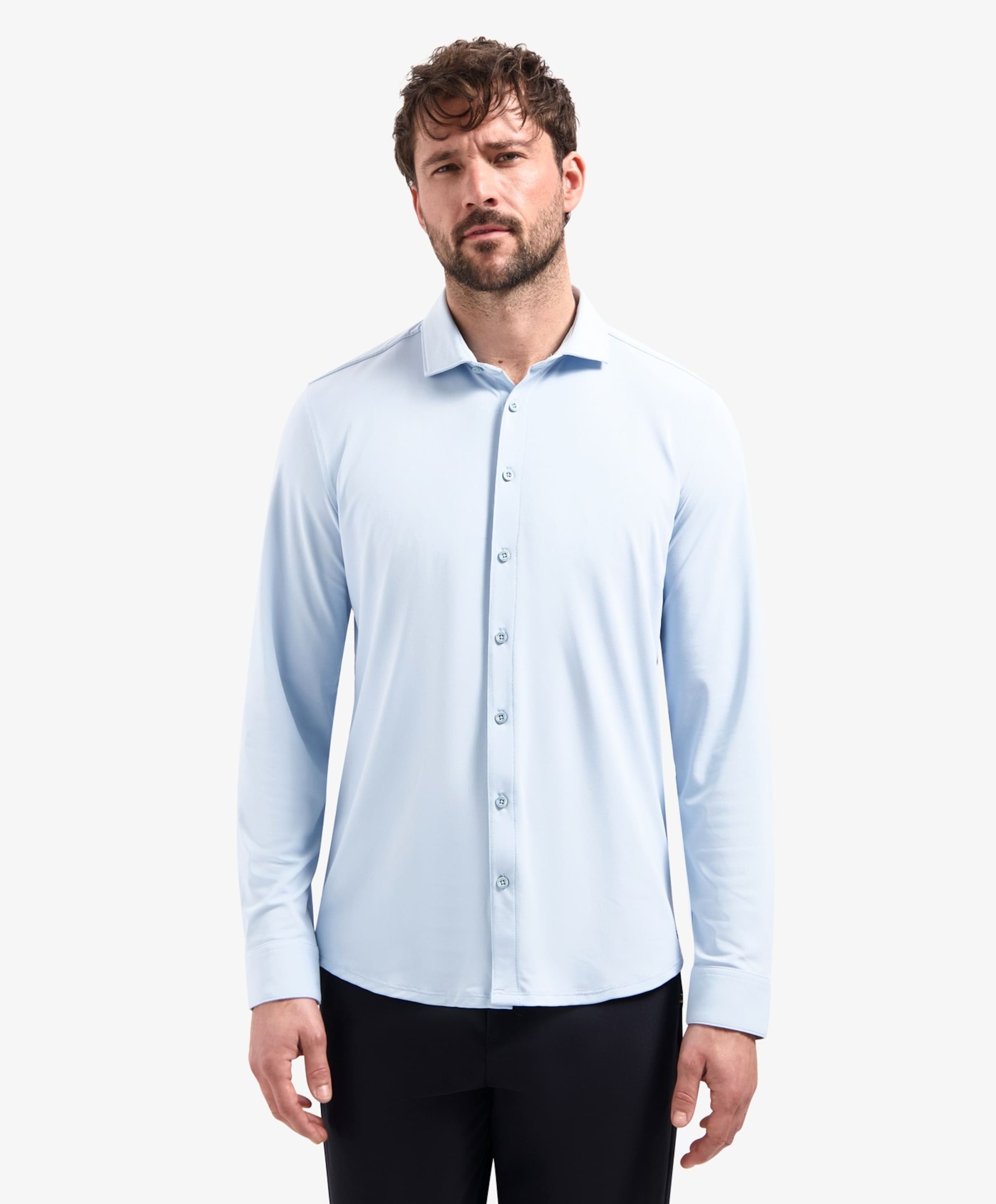 No Excess Heren overhemd lange mouw blauw