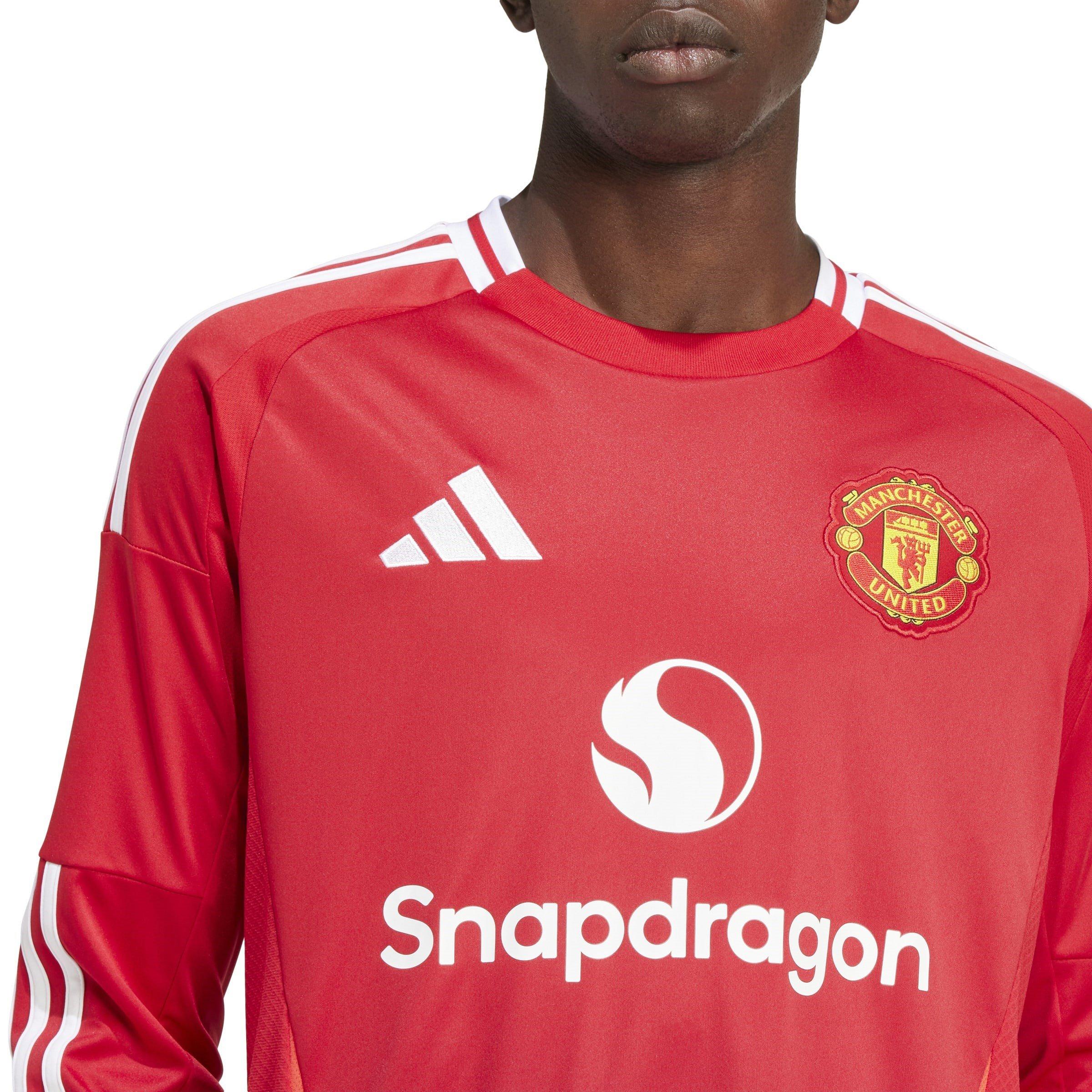 adidas Manchester United Home Long Sleeve Shirt 2024 2025 Adults