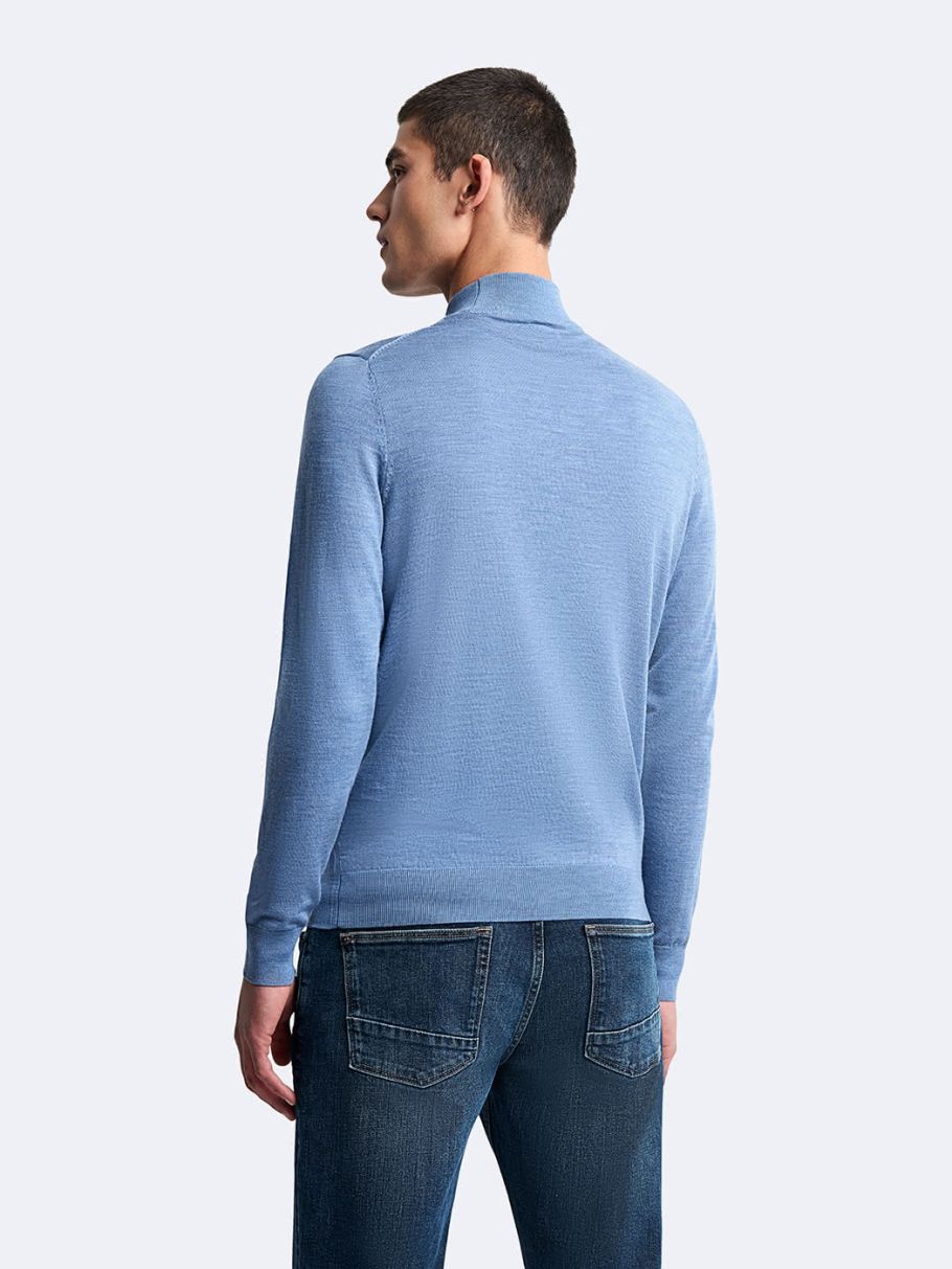 Pull col cheminée en laine mérinos