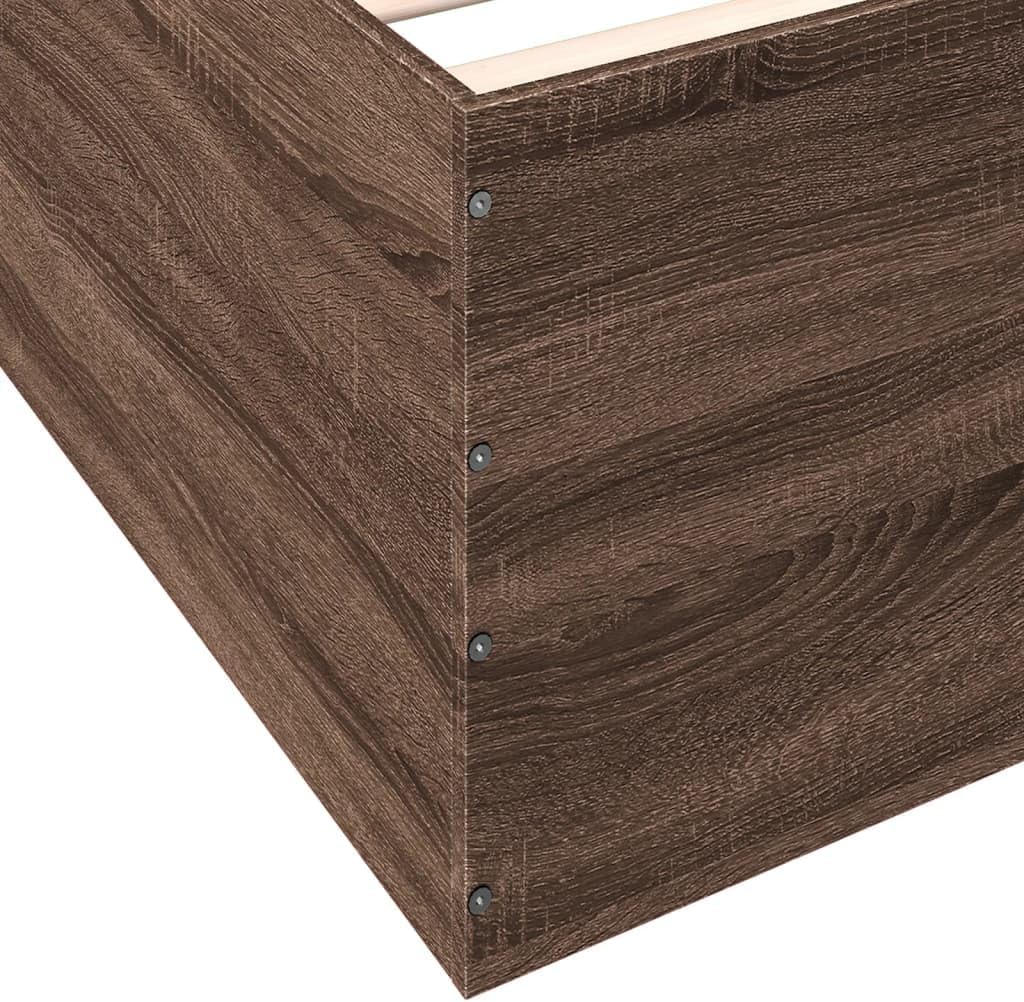 vidaXL Bettgestell, Bett Doppelbett für Schlafzimmer, Bettrahmen mit Lattenrost, Schlafzimmerbett Modernes Design, Braun Eichen-Optik 120x200cm Holzwerkstoff