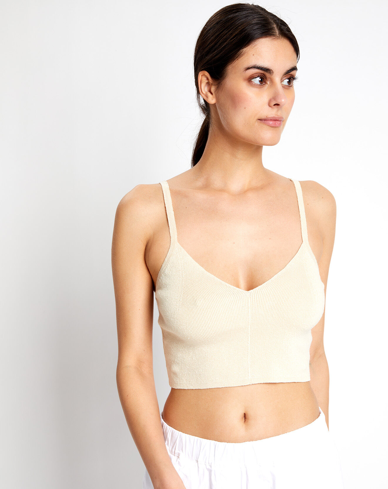 Marc O'Polo Brassière en Lin mélangé Cropped Kl écru