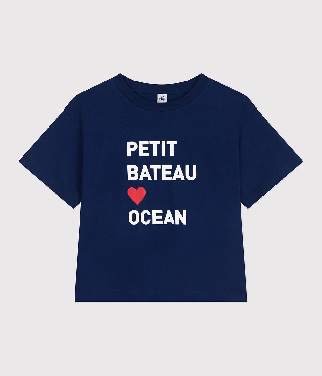 PETIT BATEAU<br>T-shirt com texto, Le Boxy