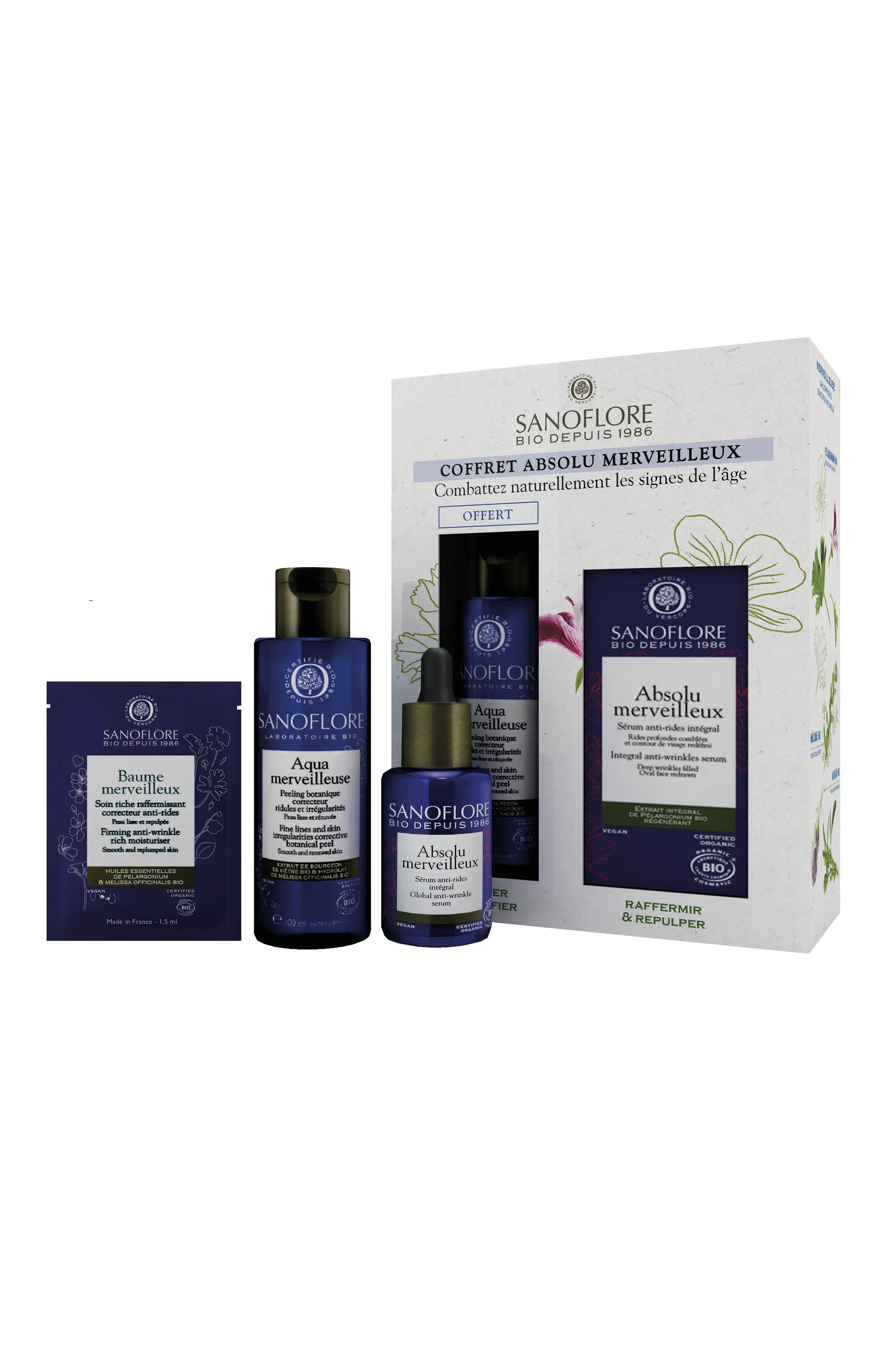 Sanoflore Coffret anti-âge Sérum Merveilleux + peeling lissant offert