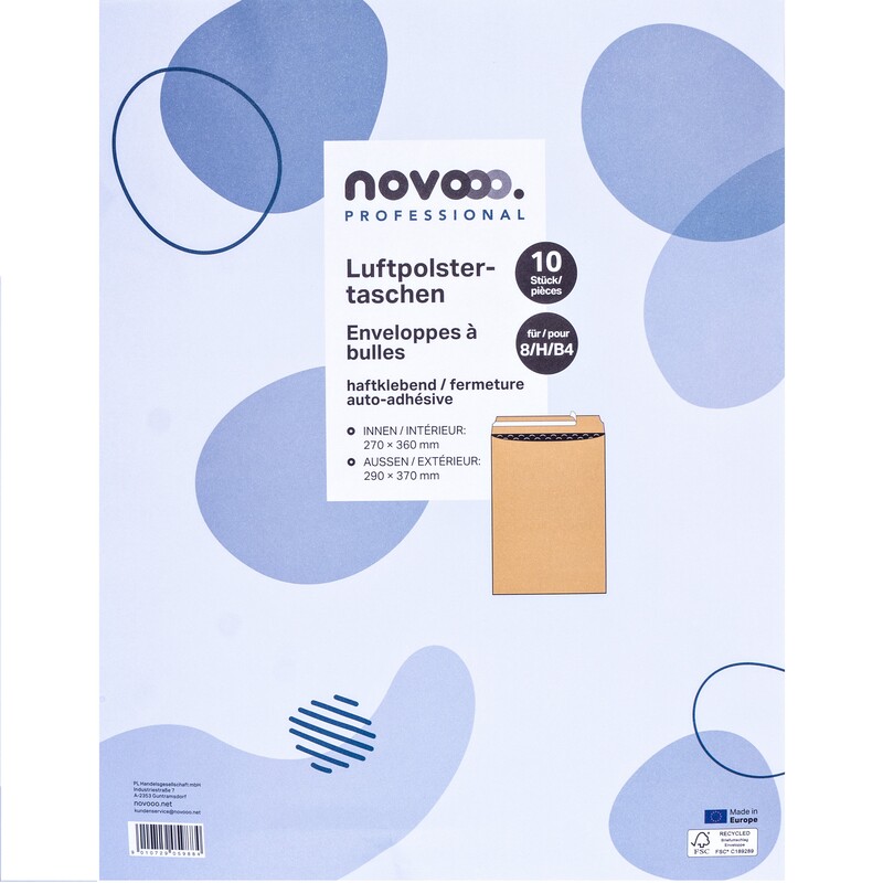 novooo Luftpolstertaschen Professional, 290 x 370 mm, braun, 10 Stück
