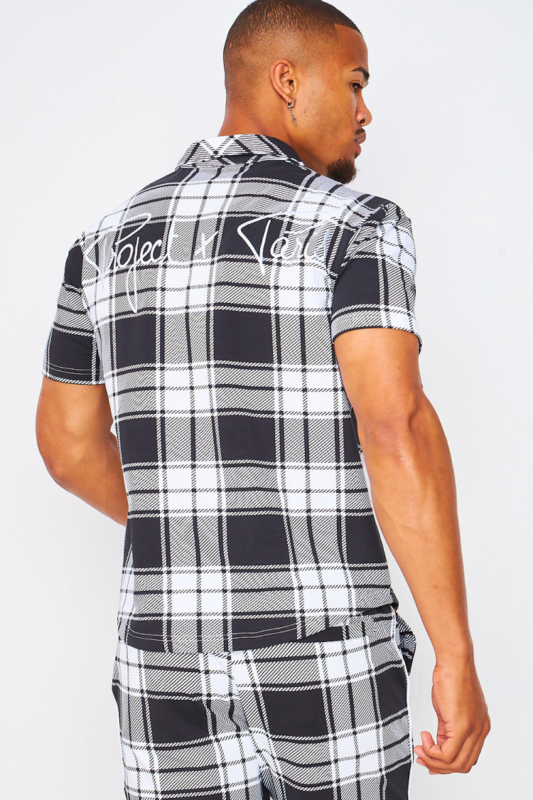 Chemise noire à manches courtes à carreaux / Project X - 2110177
