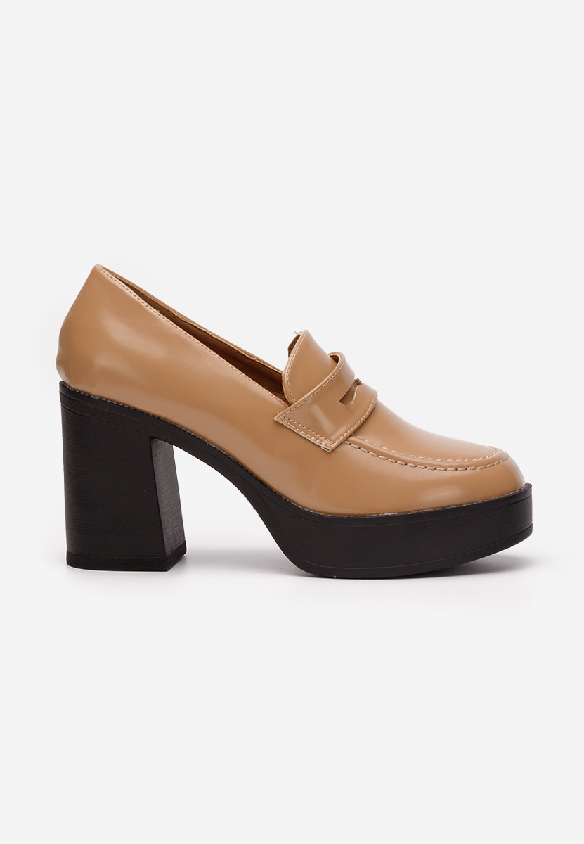 Mocassins à talon et plateforme beige Meilani