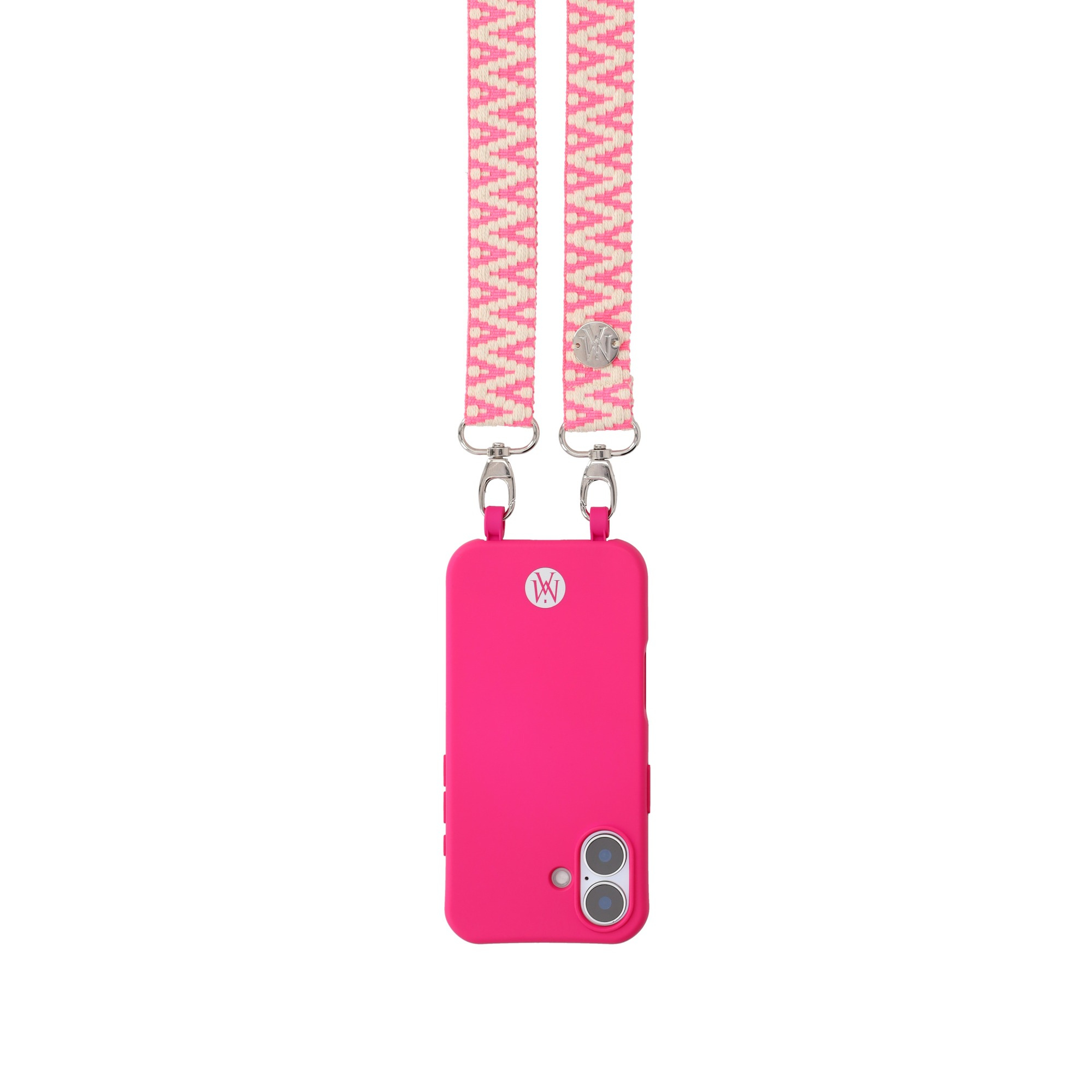 Handyband Handgemachtes Umhängeband für Handyhüllen Aztec Silver - Ecru / Fluo Pink Assos
