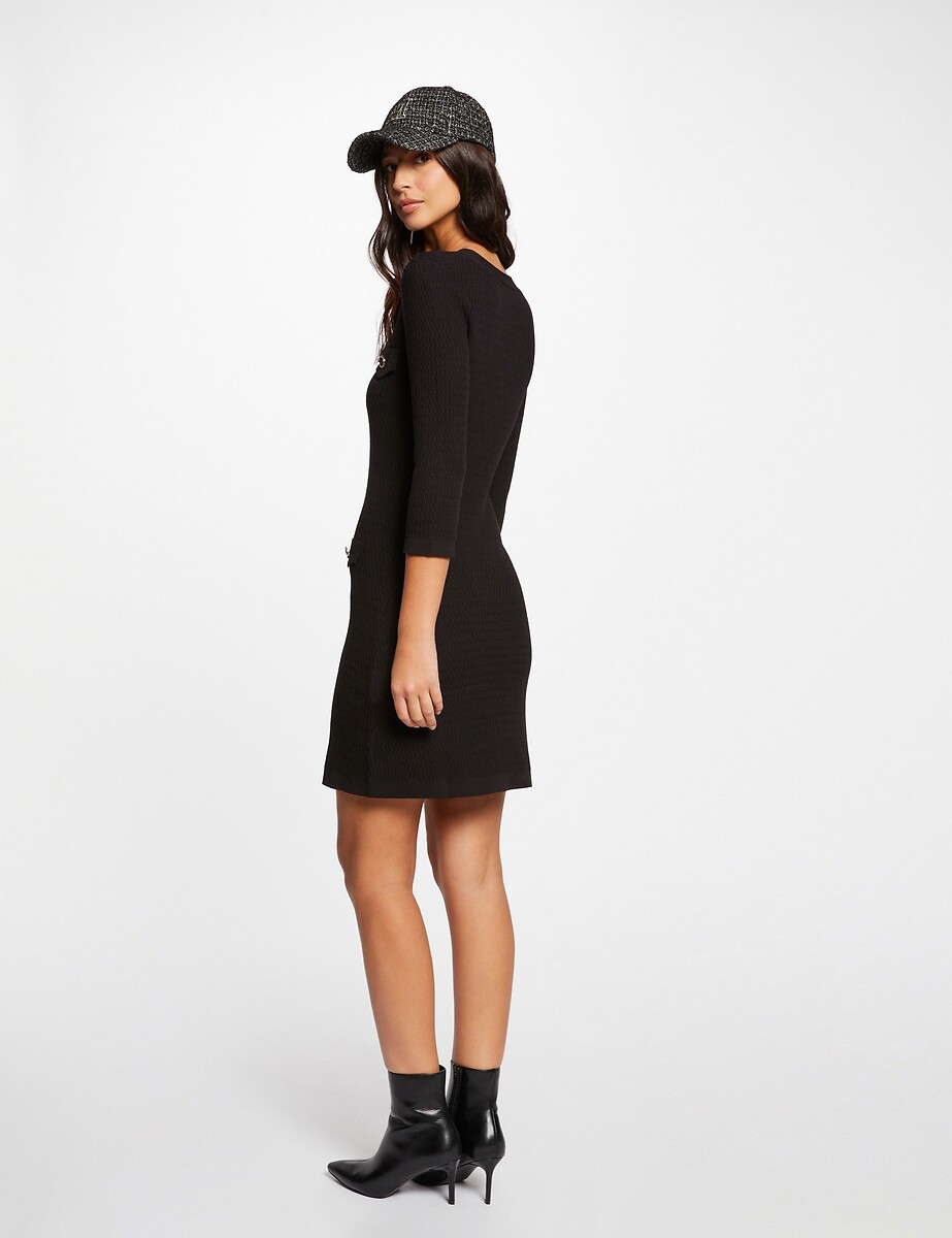MORGAN<br>Vestido ajustado com mangas 3/4 e botões