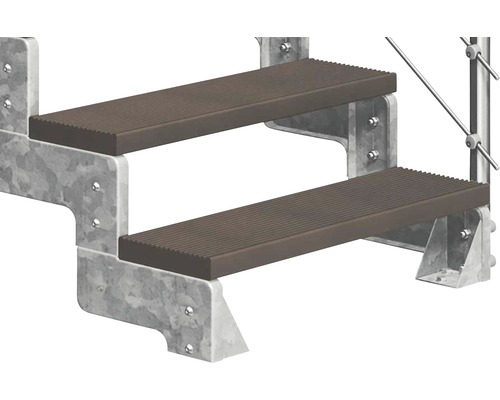 Pertura Tallis buitentrap met Prova leuning, 2 stootborden, 100 cm, donkerbruin