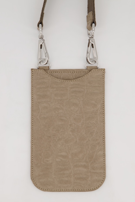 Ledertasche, Krokoprägung, abnehmbare Minitaschen