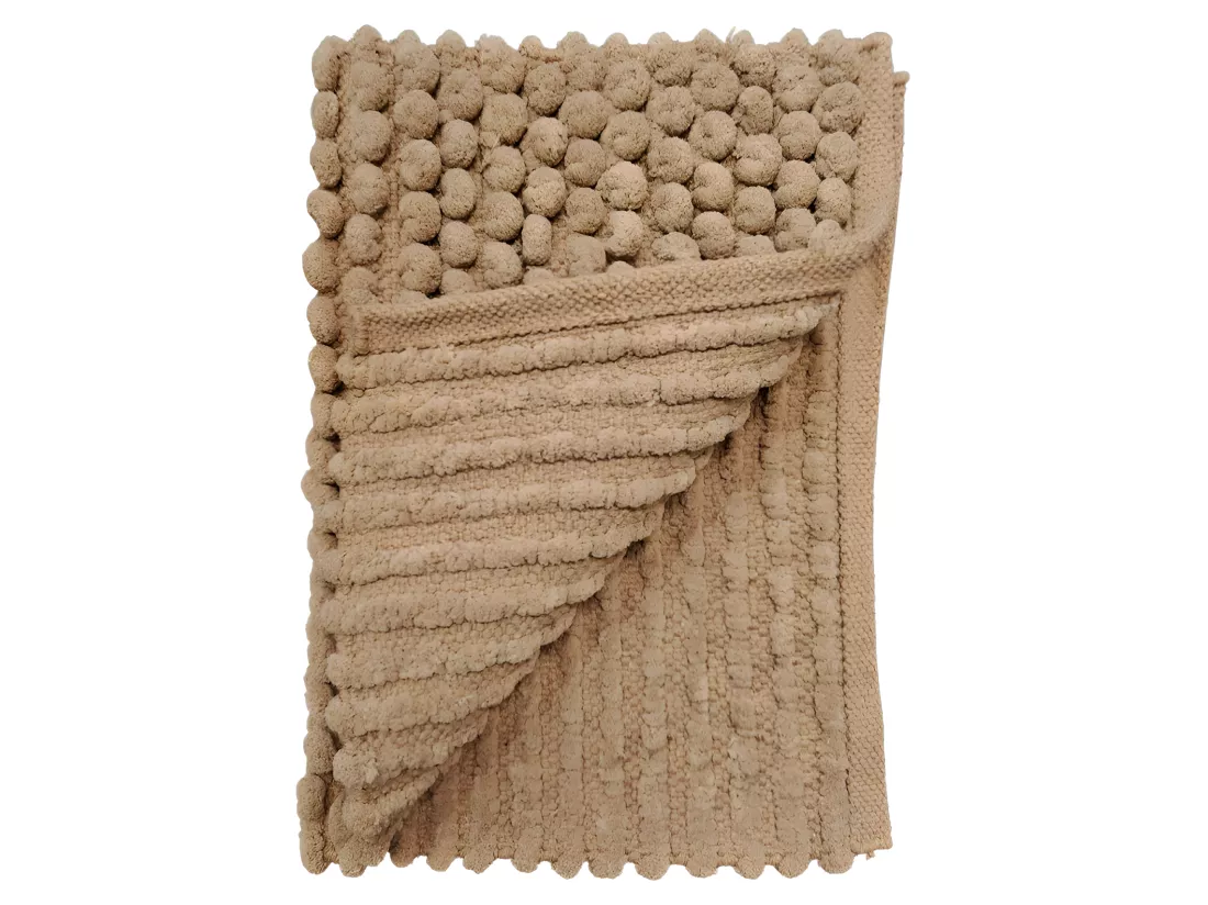 Tapis de salle de bain 40 x 60 cm mini pompon beige sable - MARIE