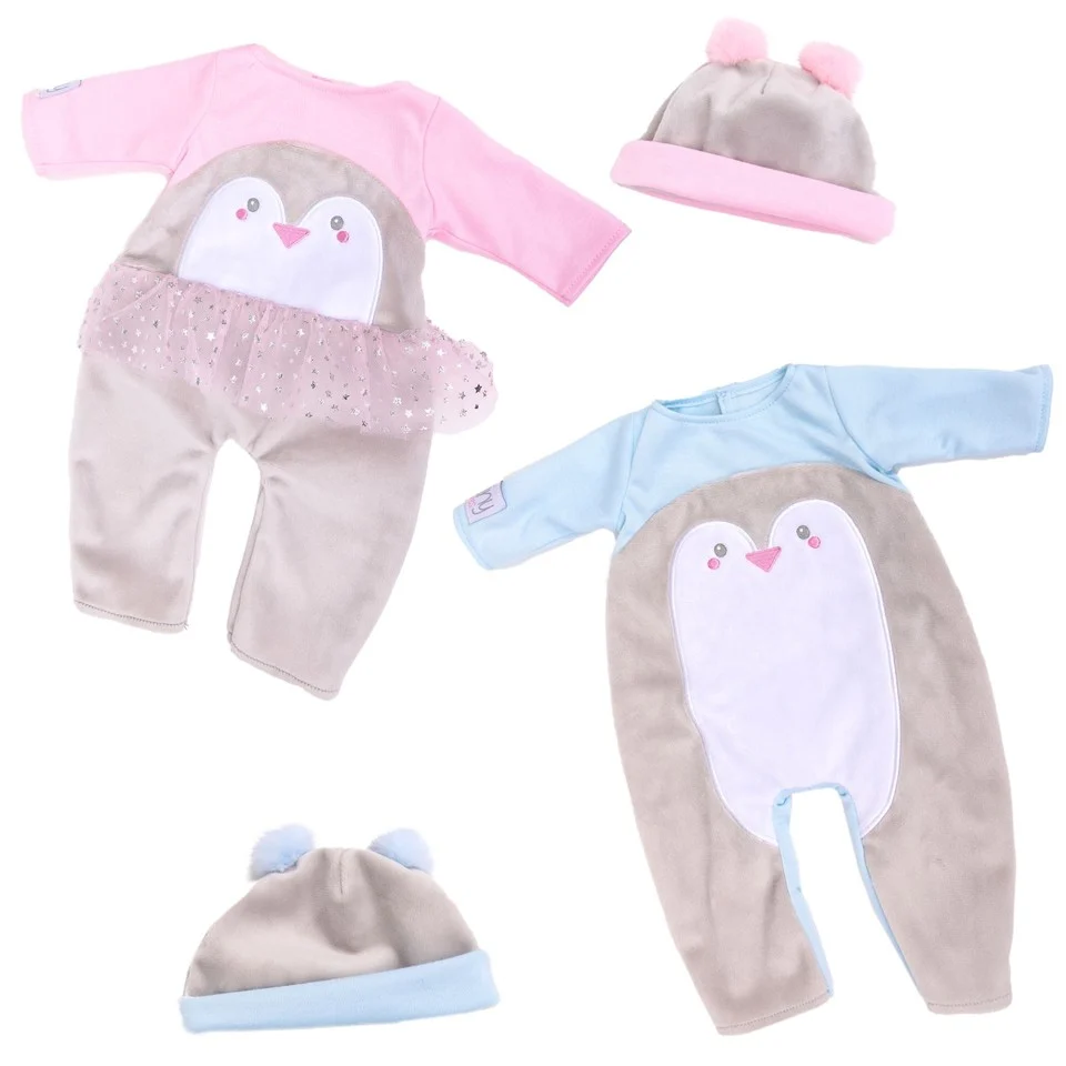 Tiny Treasures - Babytvillingedukker i pingvin outfit