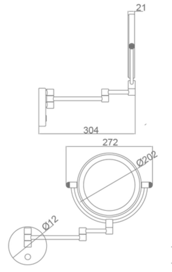Mueller LED scheerspiegel wandmontage mat zwart