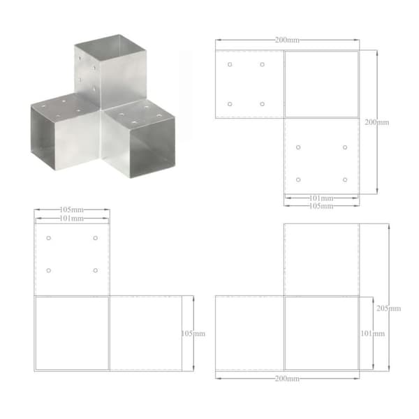 vidaXL Stolpesko 4 stk Y-form galvanisert metall 101x101 mm