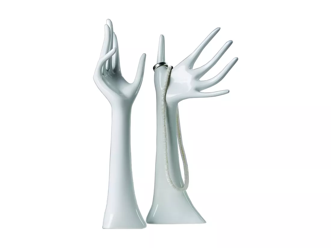 PORTE-BIJOUX Graciosa ensemble de 2 Forme à la main Blanc