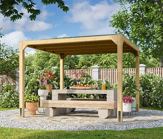 Karibu Pavillon mit 2 Schutz-Wänden, 28 mm (Markaska)