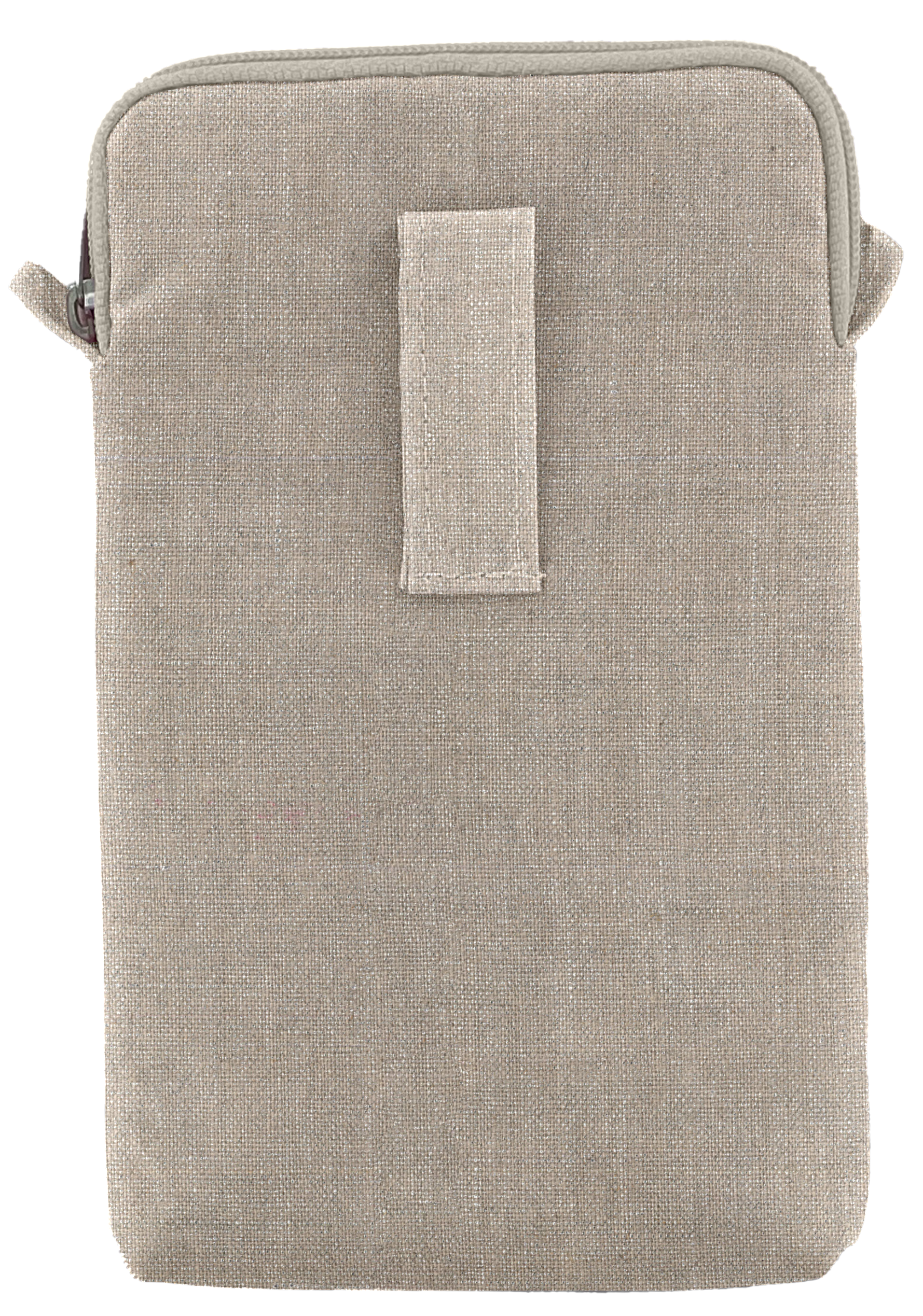 Pochette Téléphone Matelassée Lin Argenté