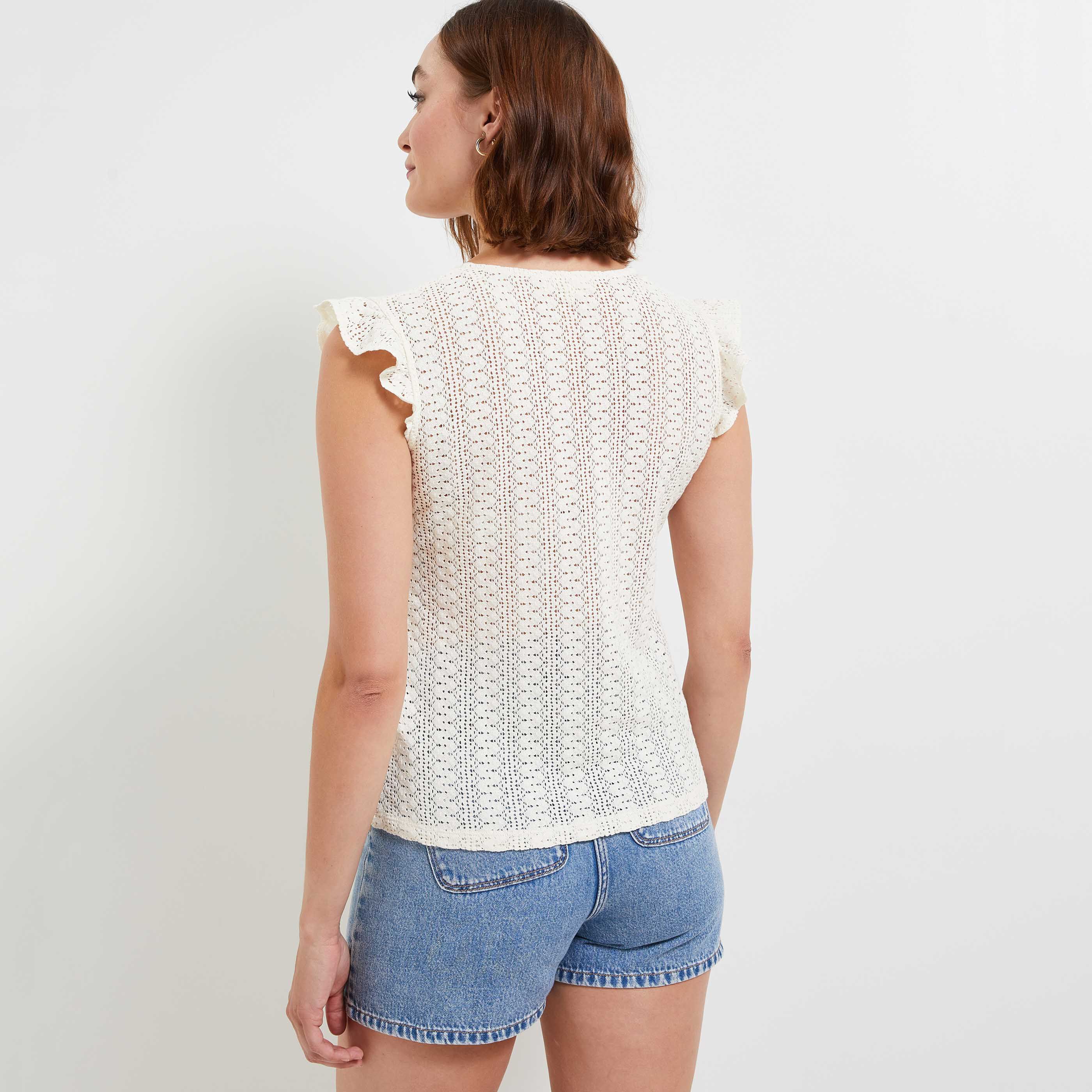 Chemisier dentelle femme - BEIGE