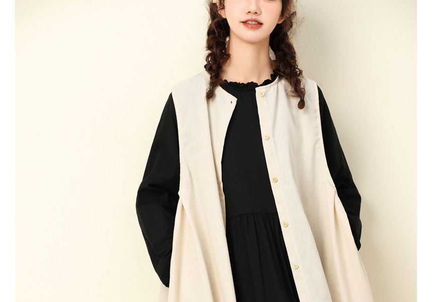 Santeh - Effen midi-vest met knoopjes