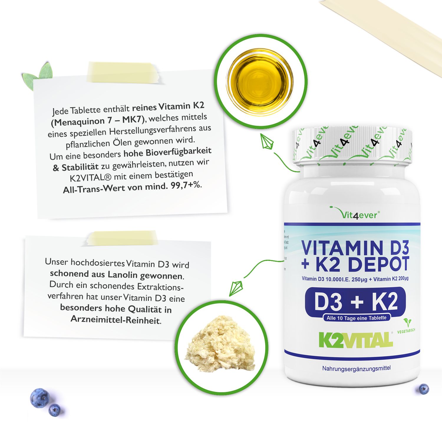 Vit4ever Vitamin D3 10.000 I.E. + Vitamin K2 200 mcg