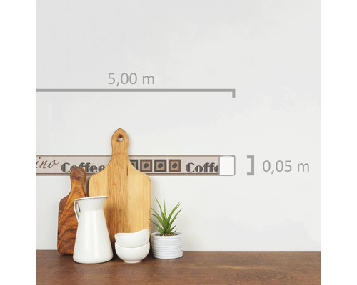Zelfklevende rand 2808-17, koffiebeige-bruinwit, 5 m x 5 cm