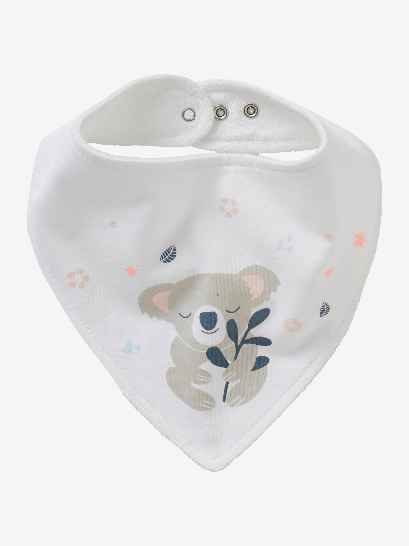 Conjunto de 2 babadores bandana brancos escuros com estampa