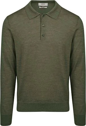 King Essentials The Robert Long Sleeve Poloshirt Merino Army Groen KM111030002-G010T kopen