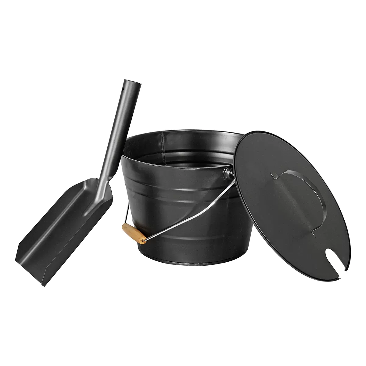 Ascheeimer mit Schaufel eldur Schwarz