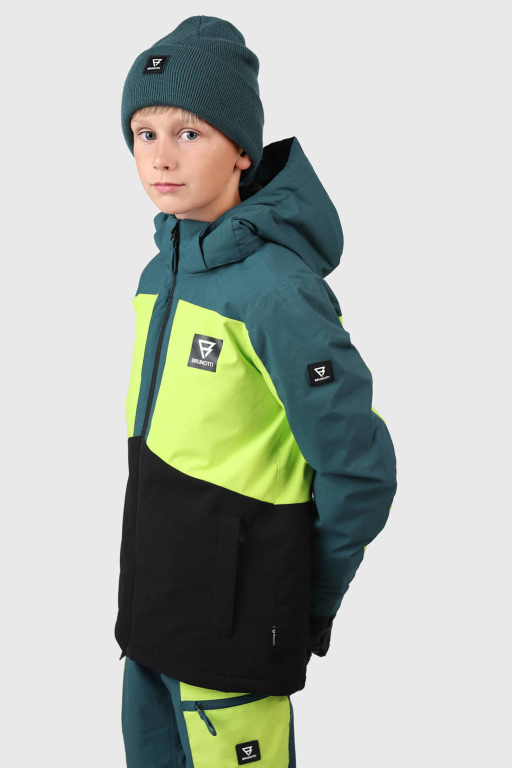 Brunotti ski-jack Aratiny petrol/geel/zwart