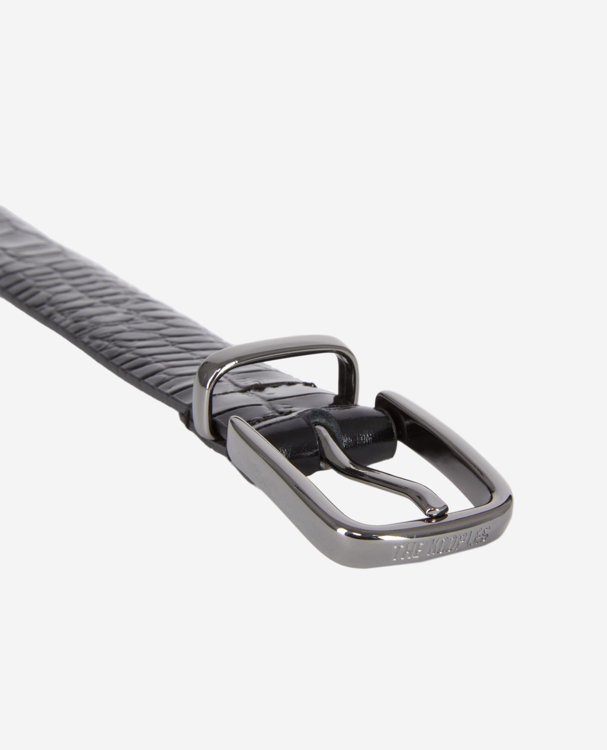 Ceinture en cuir noir effet crocodile
