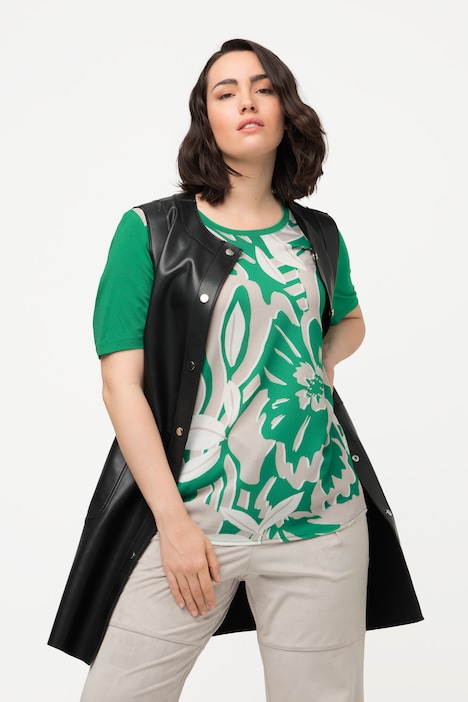 T-Shirt, Blüten, Rundhals, Halbarm