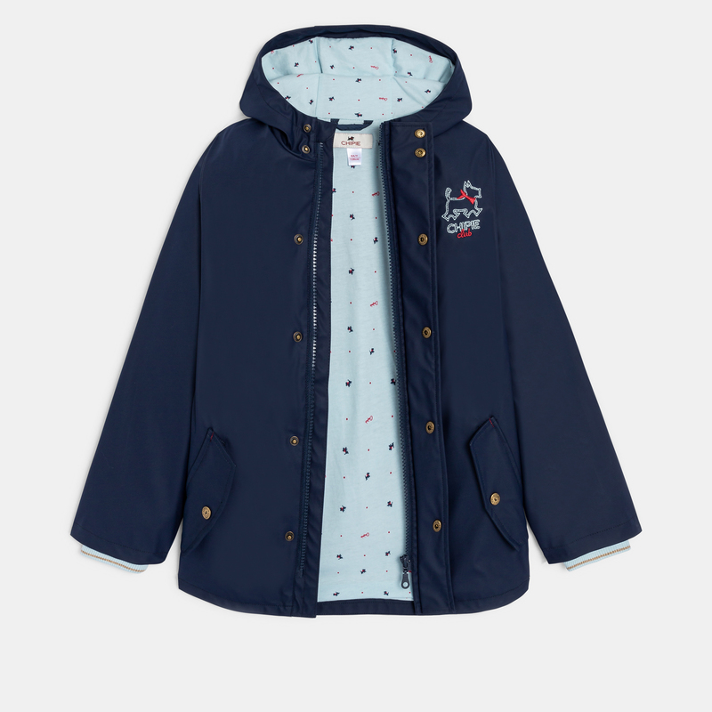Manteau parka en gomme bleu fille