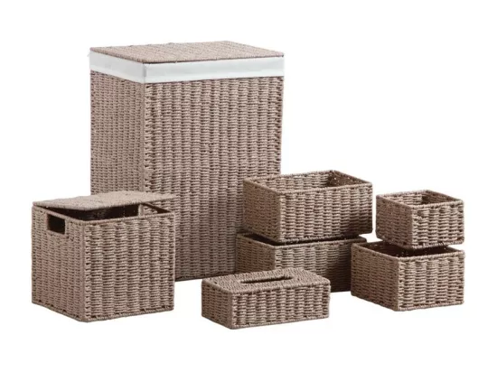 Panier à linge avec corbeilles en papier cordé (Lot de 7)