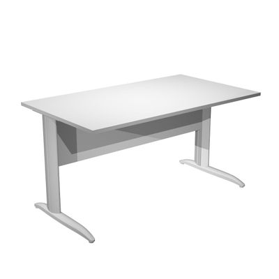 Bureau droit Trend - L140 - Pieds métal en L - plateau blanc - pied métal alu