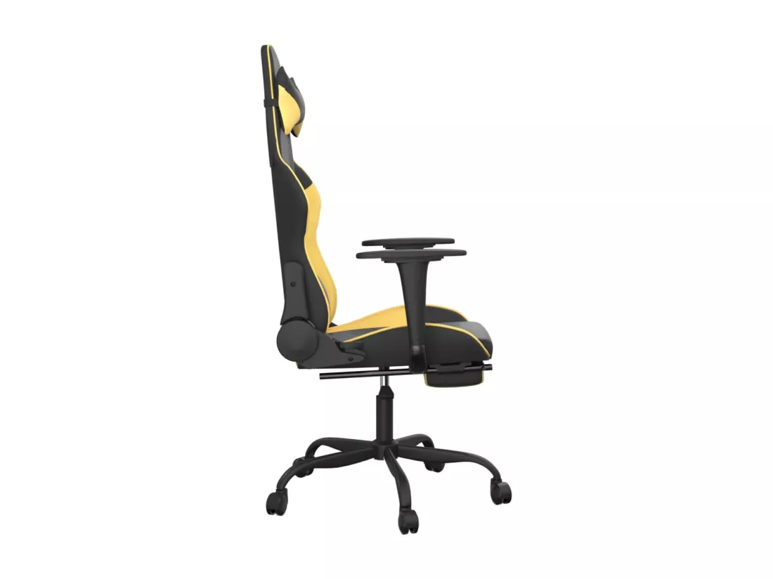Chaise de jeu avec repose-pied Noir et doré Similicuir