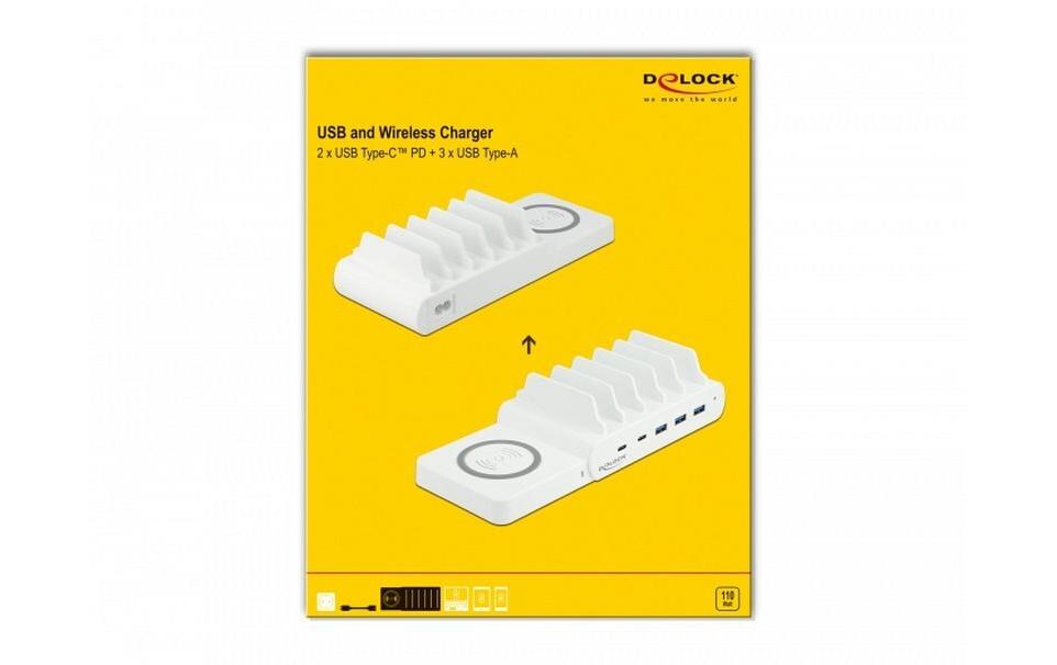 Ladestation 41450 mit Wireless ChargerLadestation mit einer Gesamtleistung bis zu 110W