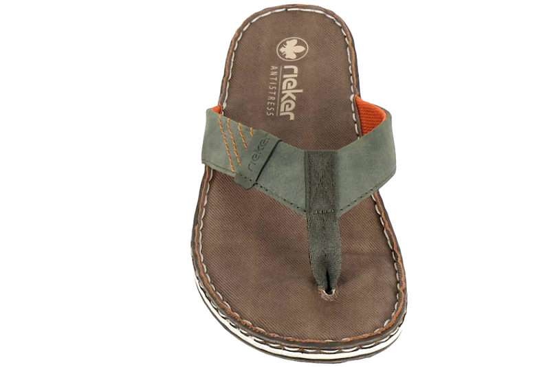 RIEKER SLIPPERS MED TÅREM I GRØNT TEKSTIL